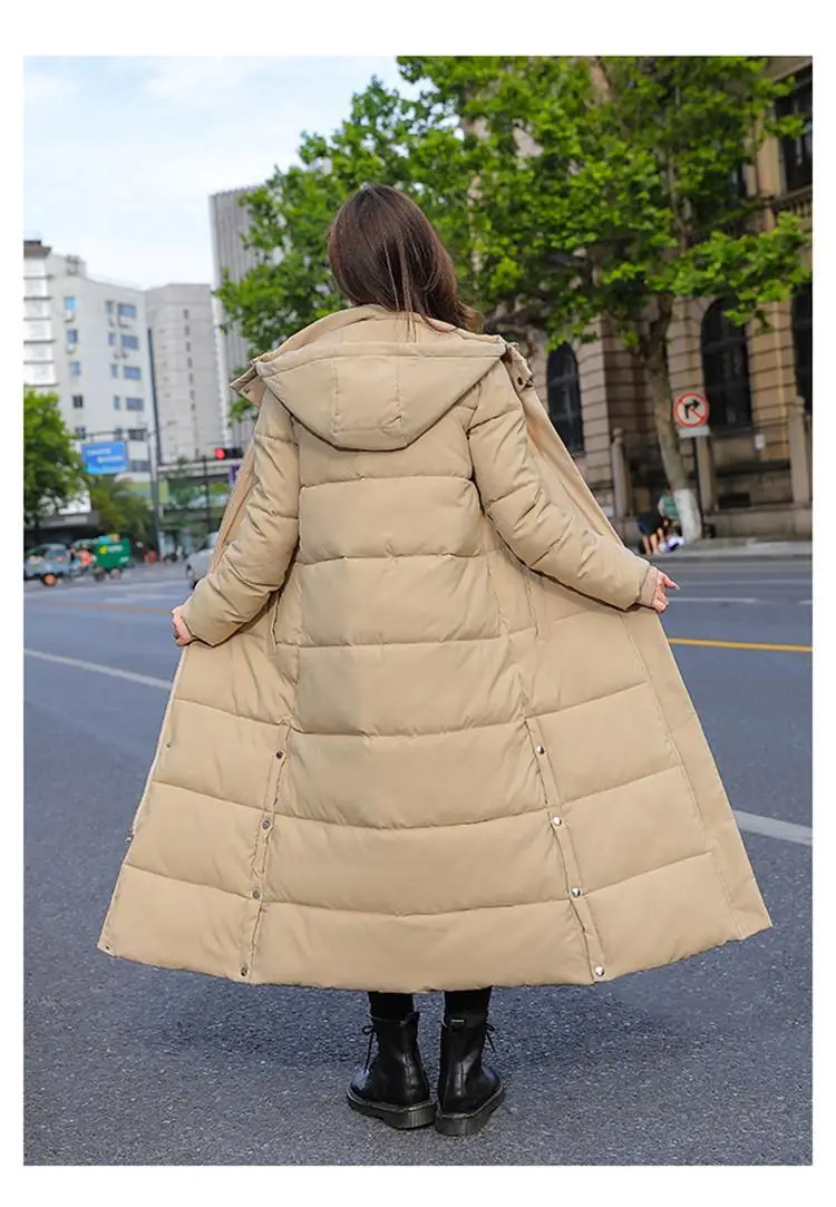 New Female Down Cotton Coat Loose Hooded Parka Overcoat Long Winter Jacket Women Clothes Warm Padded Jackets Oversized Outerwear