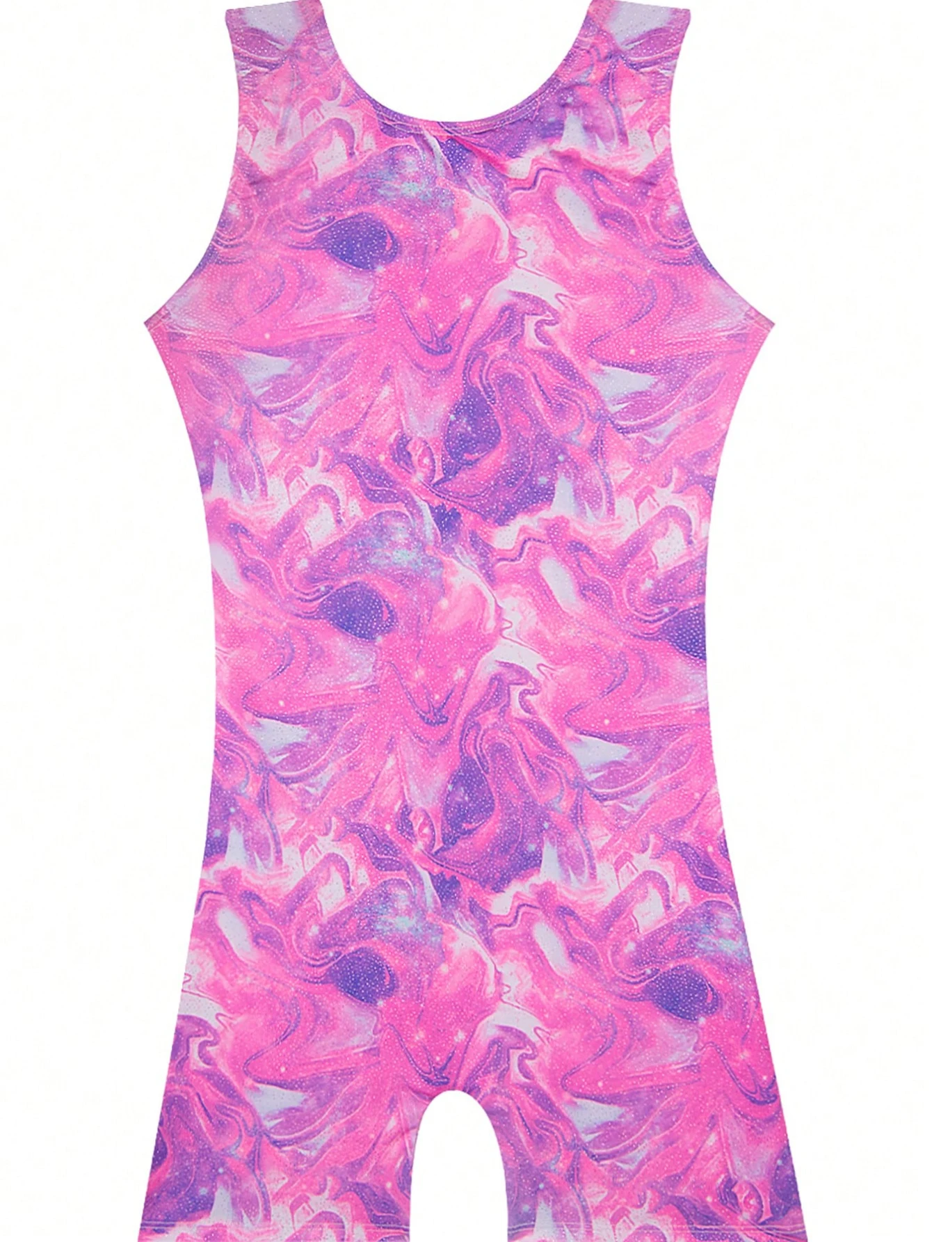 Girls Stretchy Tie Dye Sleeveless Gymnastics Leotard Dance Suit For Performance Cycling Jumpsuit