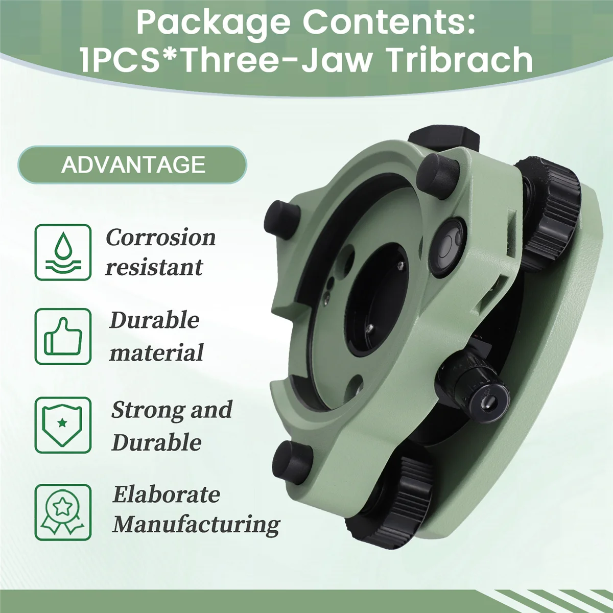 النوعية! ثلاثي الفك مع برغي أساسي 5/8 بوصة للرمي الضوئي للمحطة الإجمالية السويسرية ثلاثي الفك