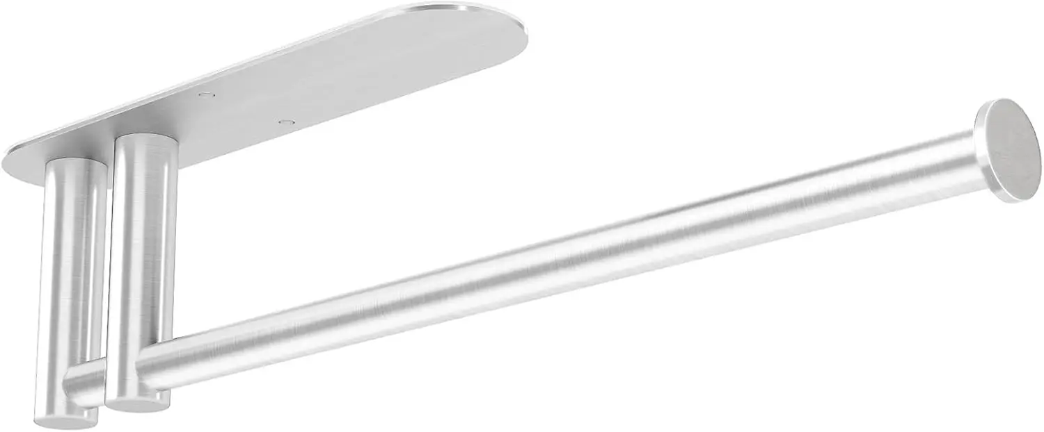 

13Inch Under Cabinet Paper Towel Holder, Self-Adhesive or Wall Mount for Kitchen Bathroom RV, Brushed Nickel