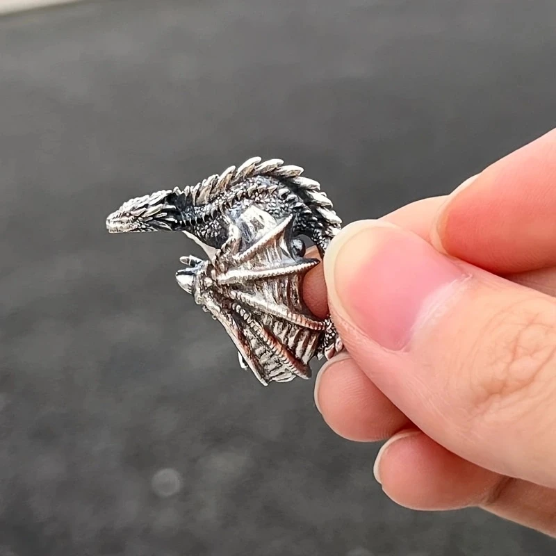 Ancient Sky Overlord Flying Wing Dragon Exquisite and Fine Sculpture Fashion Personality Opening Jewelry for Men's Accessories