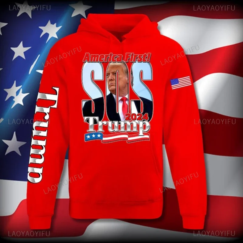 Make America Trump Printed Hoodies 2024 Trump Game Changers Man Streetwear Keep A Merica Great Trump 2024 Long Sleeve