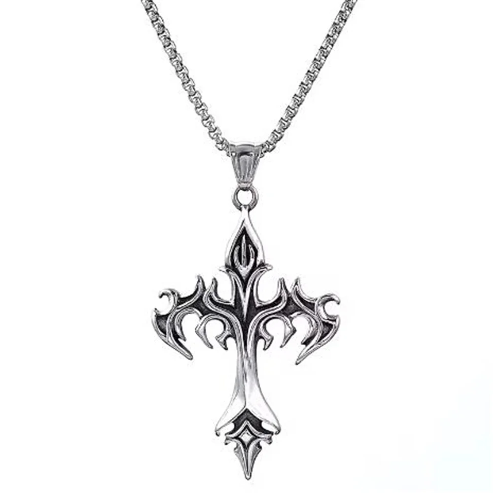 2024 New Personalized Retro Gothic Crucifix Skull Cross Pendant Necklace Men's Trend Punk Jewelry Gift Wholesale