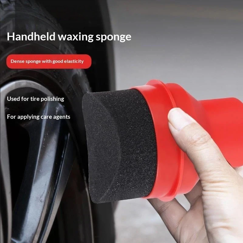 Handheld Car Tire Waxing Sponge Easy Grip Washable Reusable Pad for Auto Polishing Tire Care Daily Auto Detailing