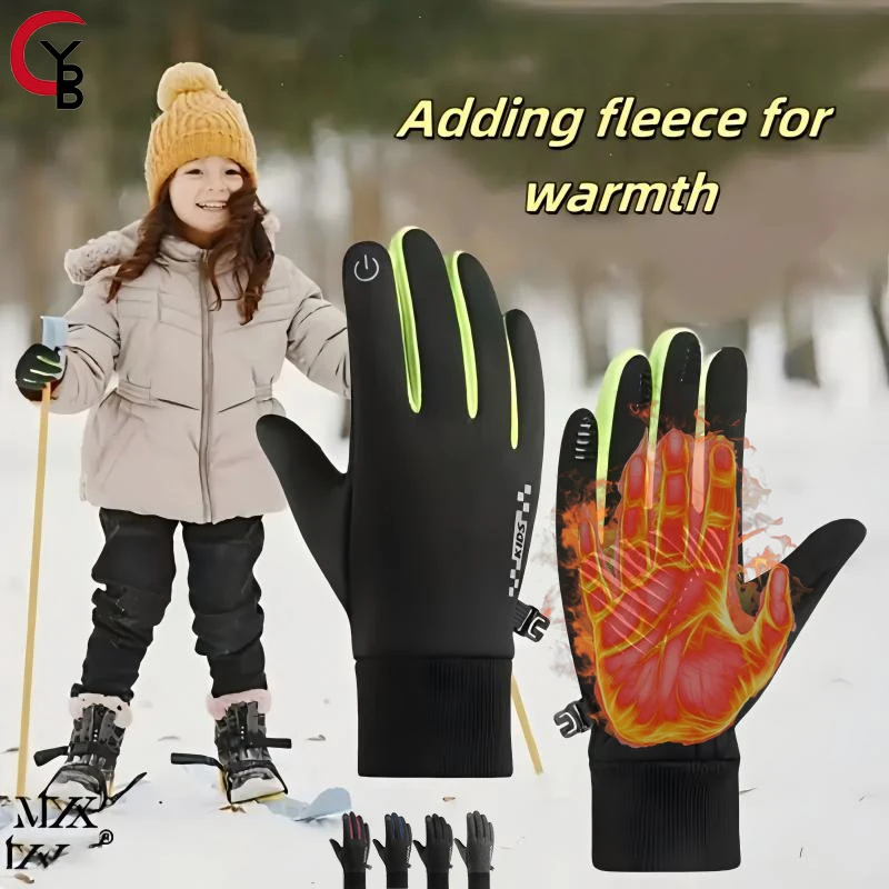 

1 Pair Kids Winter Gloves Touchscreen Warm Thermal Water-Resistant for Boy Girl Running Cycling Snow Skiing in Cold Weather