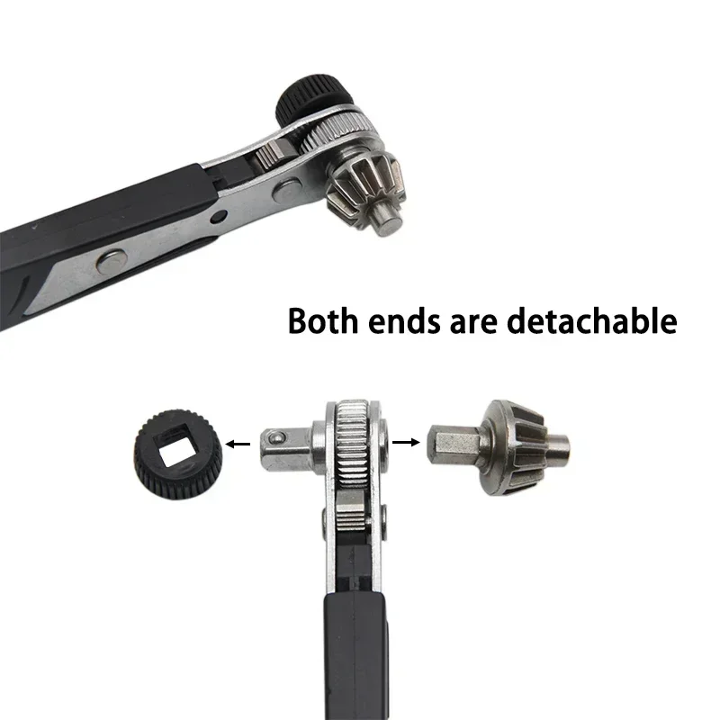 Multi-Functional Drill Chuck Detachable Black Screwdriver Two-Way Ratchet Square Head Wrench Tool Home Repair