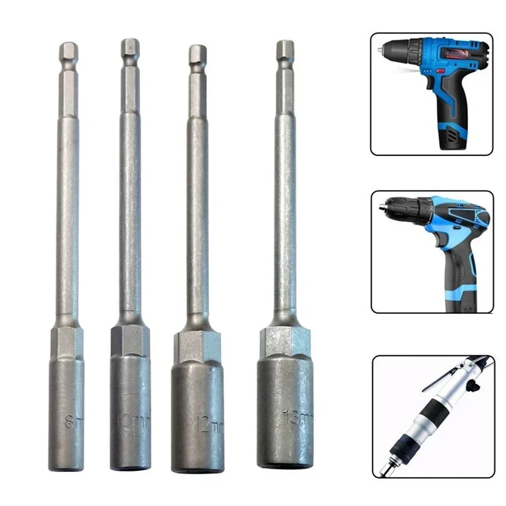 1Pc Hexagon Socket Nut Driver Drill Bit Extension Sleeve 150mm 5.5-19mm For Woodworking Electric Wrench Power Tools Accessories