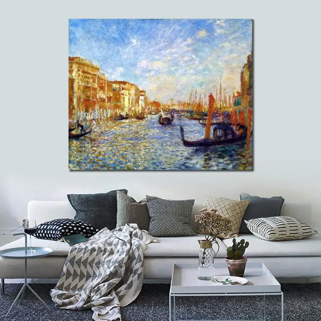 Landscape art canvas paintings Grand Canal Venice-Pierre Auguste Renoir reproduction High Quality Handmade