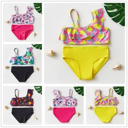 Meisjes Bikini 3 ~ 10 Jaar Meisjes Badpak Ruche Stijl Zwemmen Pak Voor Meisje Twee Stukken Kinderen Badmode Kids Bikini set