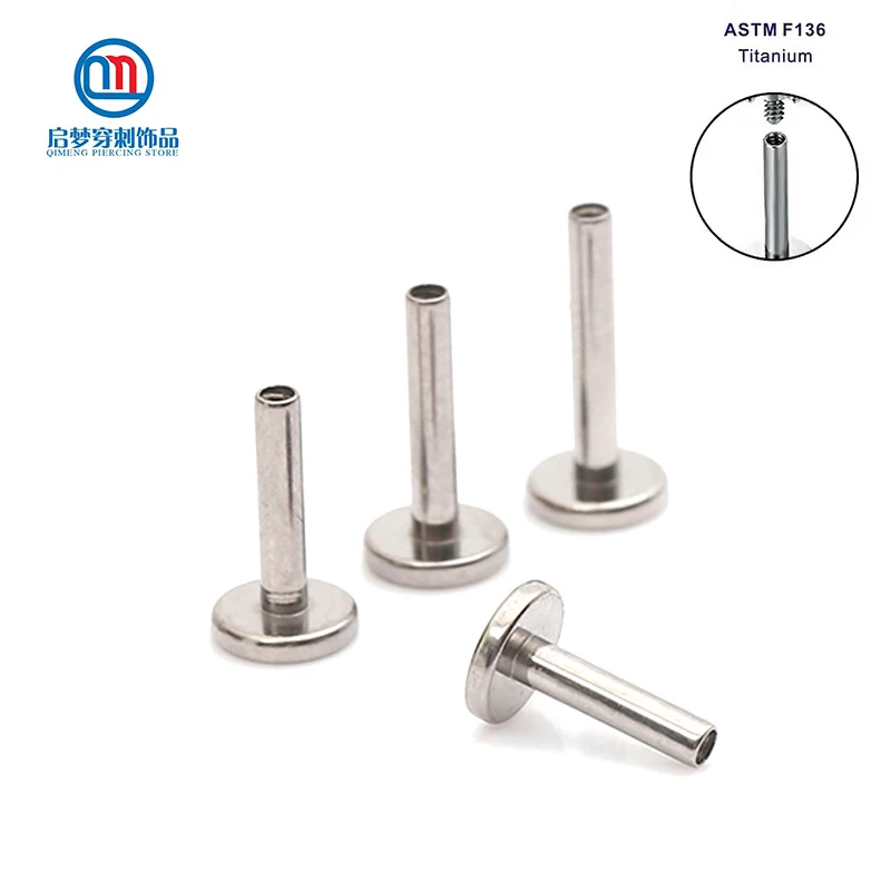 QM 16G ASTM F136 Implant Grade Titanium Internally Threaded Flat Back Disc Lip Labret Stud Bar Piercing