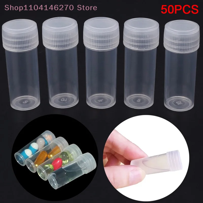 

50Pcs Plastic Bottle Sample Jar 5g Small Barrel Vials Capsule Storage Container