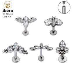 G23 Titanium Piercing Stud Earrings for Women 16G Internally Thread CZ Zircon Ear Cartilage Tragus Helix Lip Piercing Jewelry