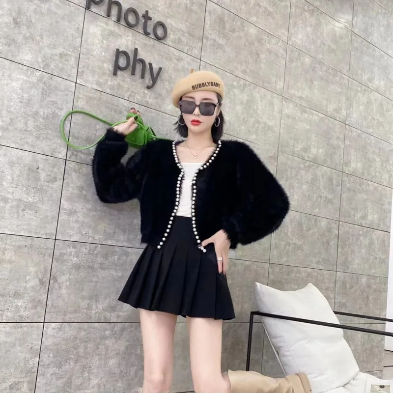 真珠の短いロングカーディガン,セーター,小さなジャケット,柔らかくて用途の広い,柔らかくて柔らかい,ゆったりとした,新しい,秋と冬