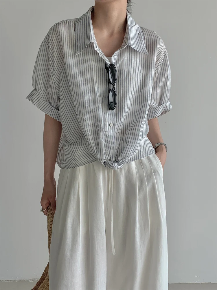 

Timingzhou Summer New Design Sensation Cotton Linen ort Sve irt Simple Long Termism Commute Sle Loose Fit Antibacter...