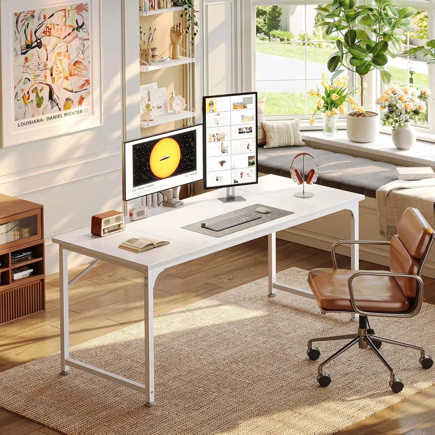 Brand new 55 Inch Computer Desk, Office Desk, Spacious Desktop, White