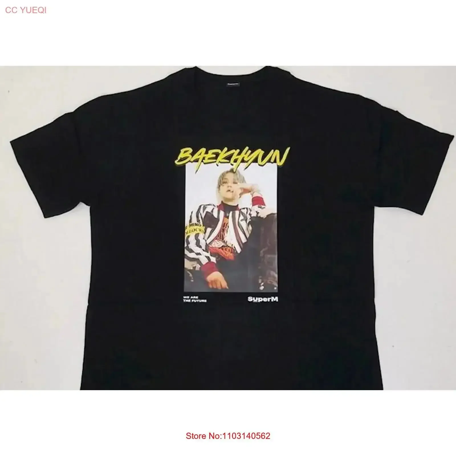 SuperM Baekhyun T Shirt Kpop Band Concert Black SIze XL Korean new read vintage Washed Casual Stylish graphic fashion vintage