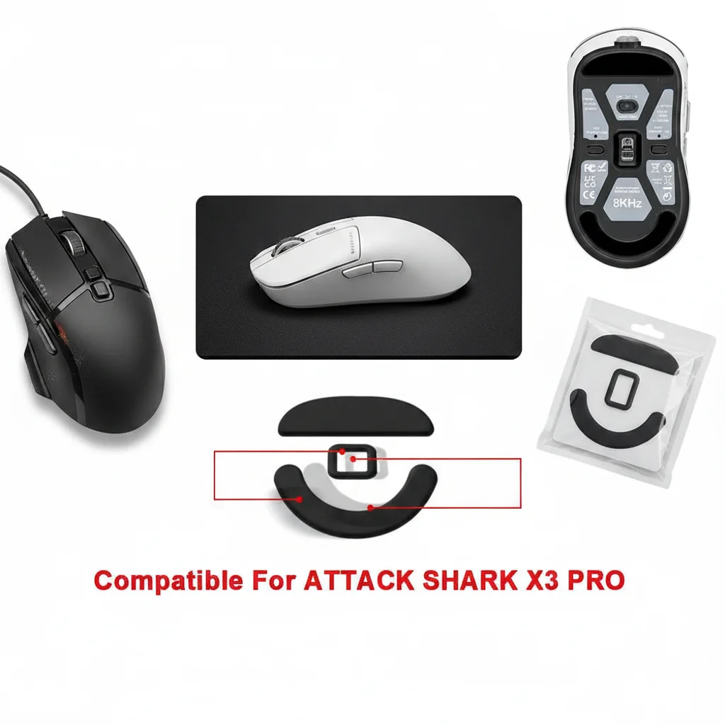 Black PTFE Mouse Foot Pads Ice Edition Smooth Replacement Foot Covers Wear-Resistant Mouse Feet Pad for ATTACK SHARK X3 PRO