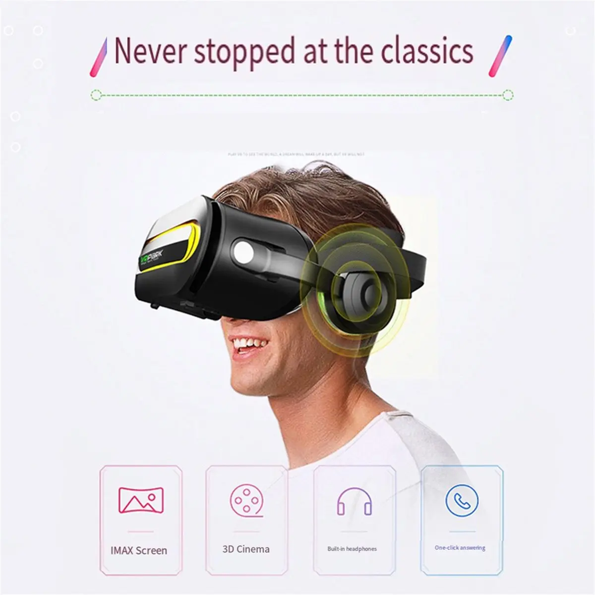 Y541A*☀▃ 3D Virtual Reality Headset Bluetooth Devices Helmet Lenses Goggles Smartphone Phone Headphones Mobile Game A