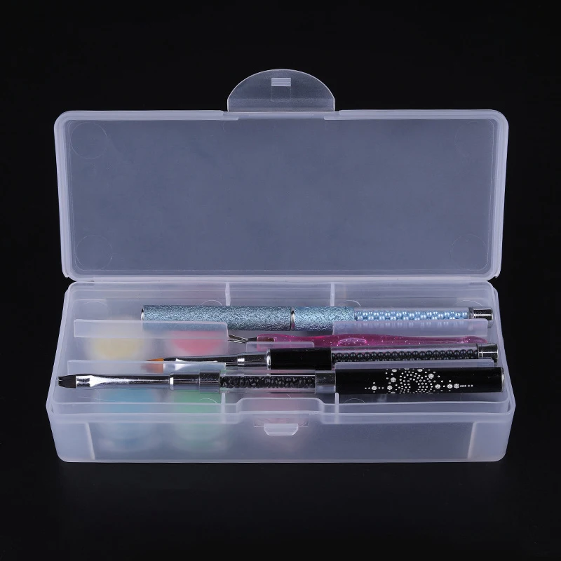 Portable Transparent Plastic Box Ear Dig Accessories Dust-proof Storage Container Nail Art Tool Storage Box