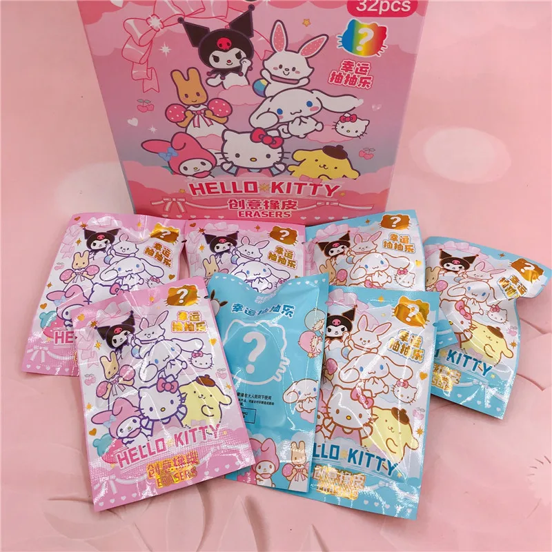 Sanrios Cartoon Random 1bag Eraser Student School Supplies Anime Figures HelloKittys Kuromis Cinnamorolls Stationery Eraser