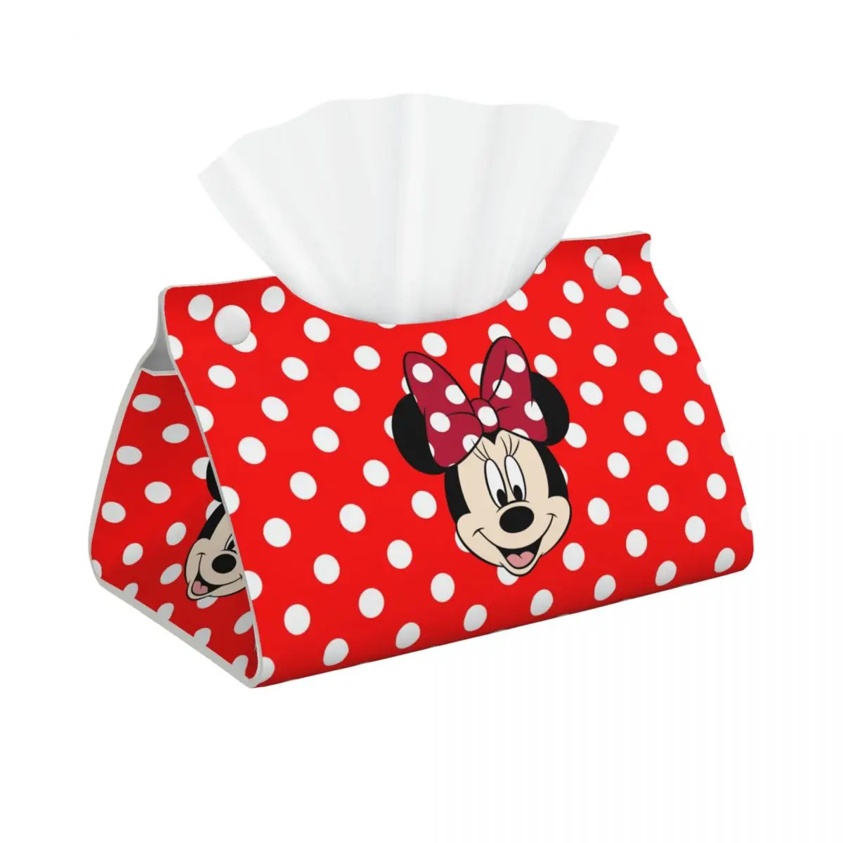 Custom Cartoon Minnie Mouse Tissue Box Cover PU Leather Rectangular Mickey Facial Tissue Box Holder for Bathroom Home