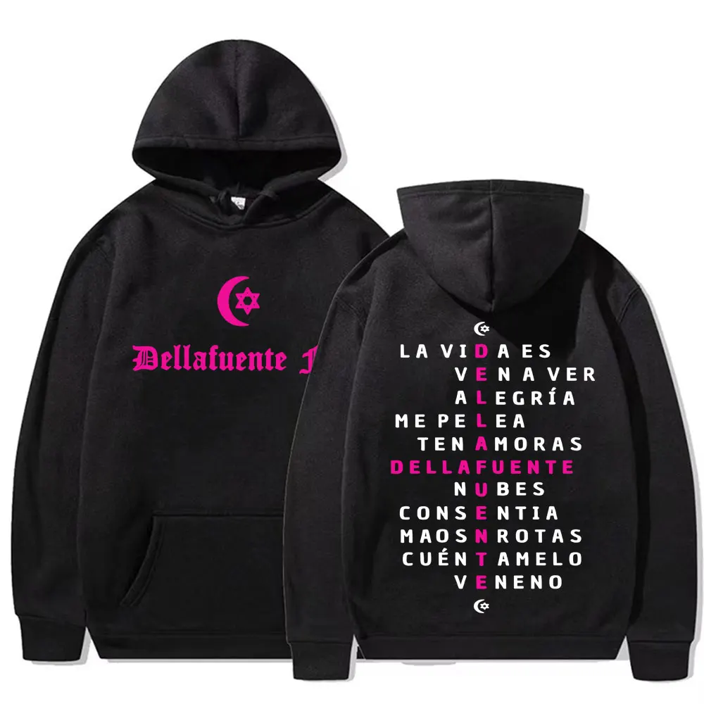 Rapper Dellafuente 2025 ทัวร์Hoodiesผู้ชายผู้หญิงแฟชั่นวินเทจแขนยาวPullovers CasualคุณภาพสูงSweatshirt Hoodie
