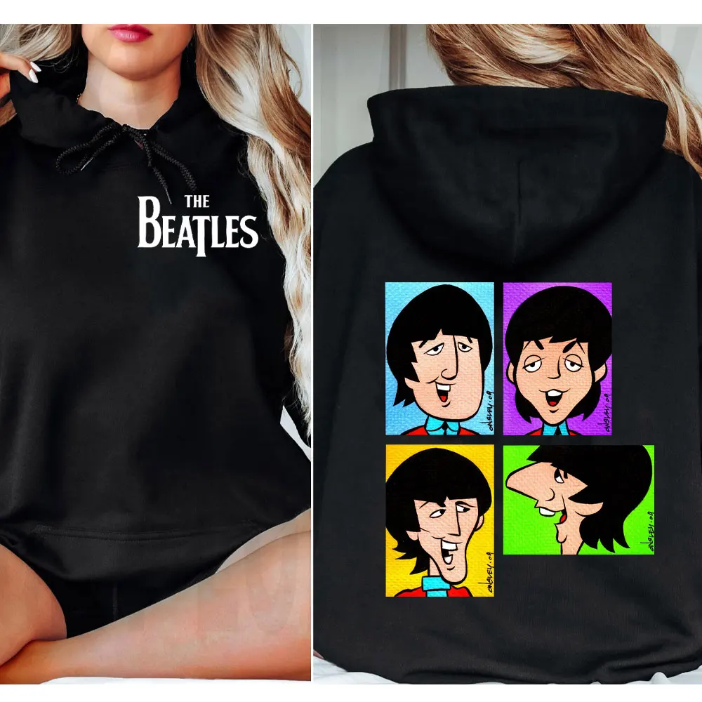 The B-Beatles Metal Rock Band Hoodie for Men Streetwear Casual Pullover Long Sleeve Oversized Drop Shoulder Pullover Y2k Clothes