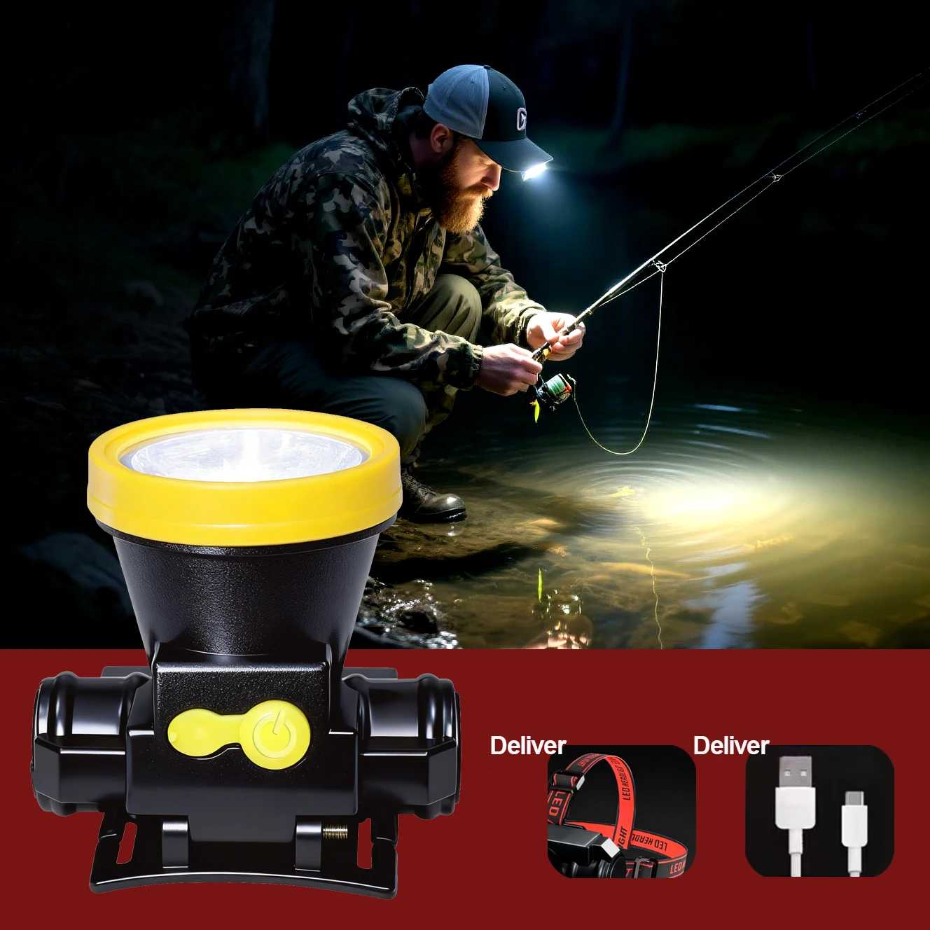 Strong headlight charging, ultra bright large capacity mining lamp, head mounted laser cannon lamp, outdoor long-range shooting