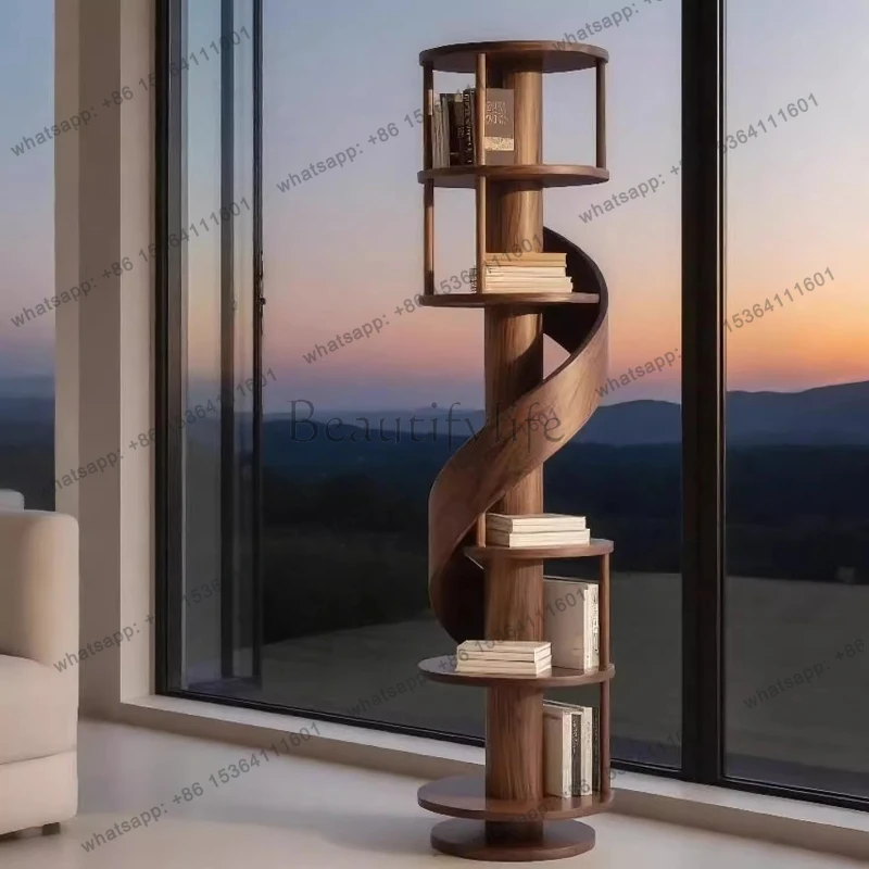 North American black walnut bookshelf antique light luxury solid wood display stand design sense