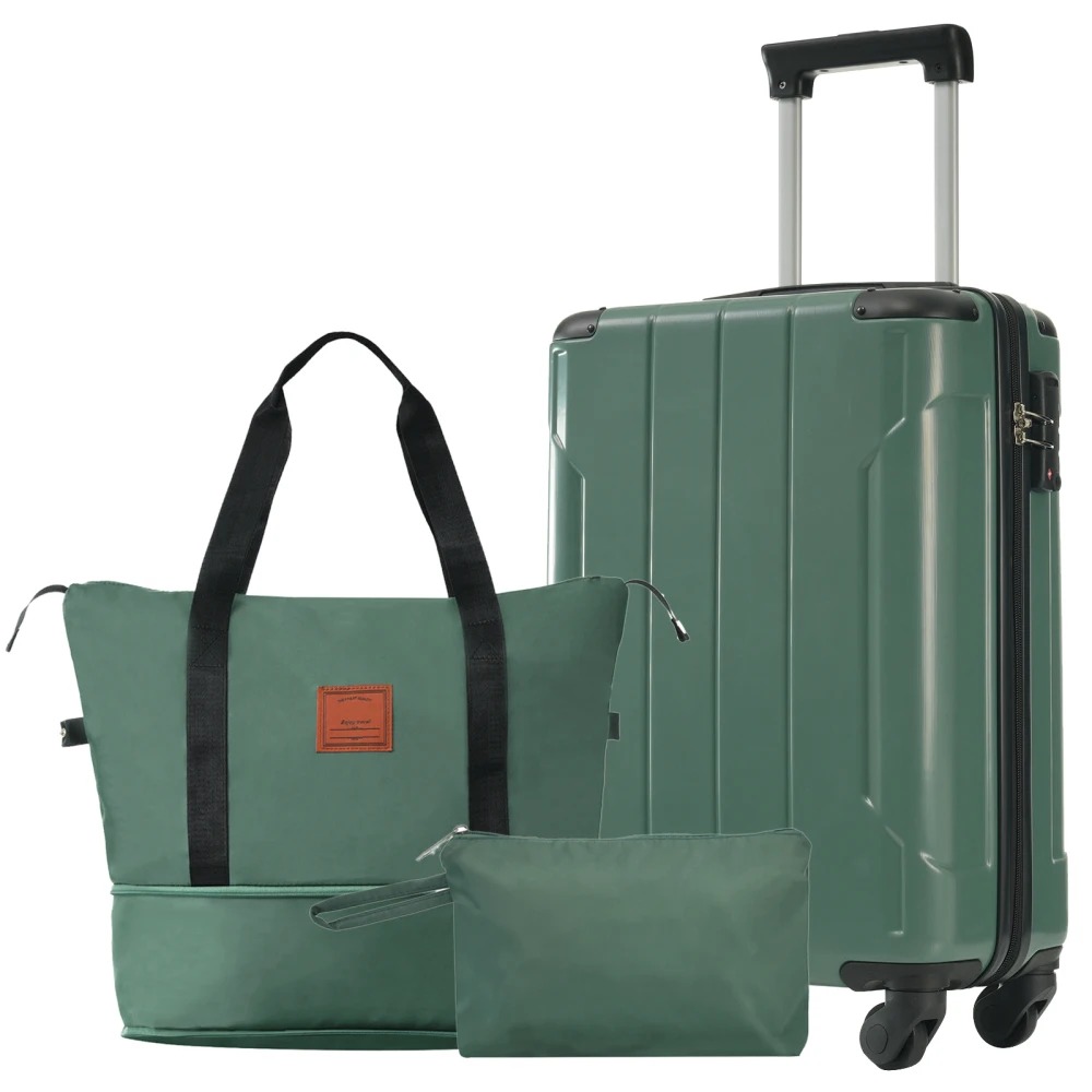 

Hardshell Luggage Sets 3 Piece Carry-on Suitcases with Wheels TSA Lock for Men Women Green(20in)