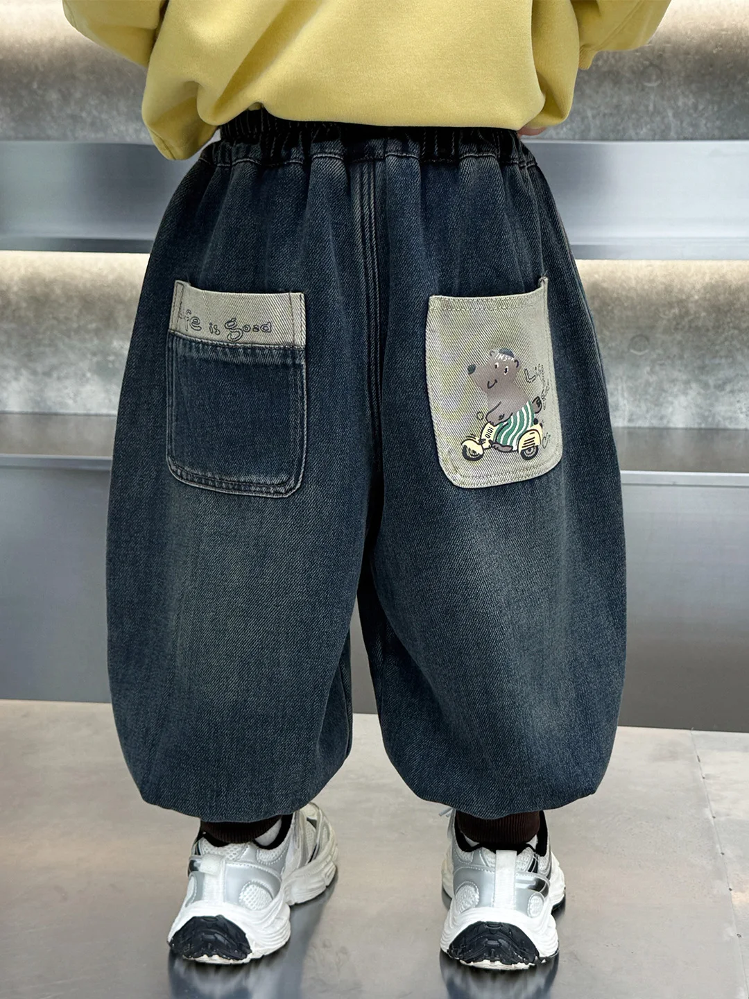 

Свободные джинсы-харланы для мальчиков: весенне-осенние, с высокой талией, из хлопкового денима, молодежные модные брюки, детская весенняя одежда