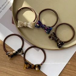 Retro small bow ~ France, South Korea leopard-print hair rings French high-quality hair rope hair accessories
