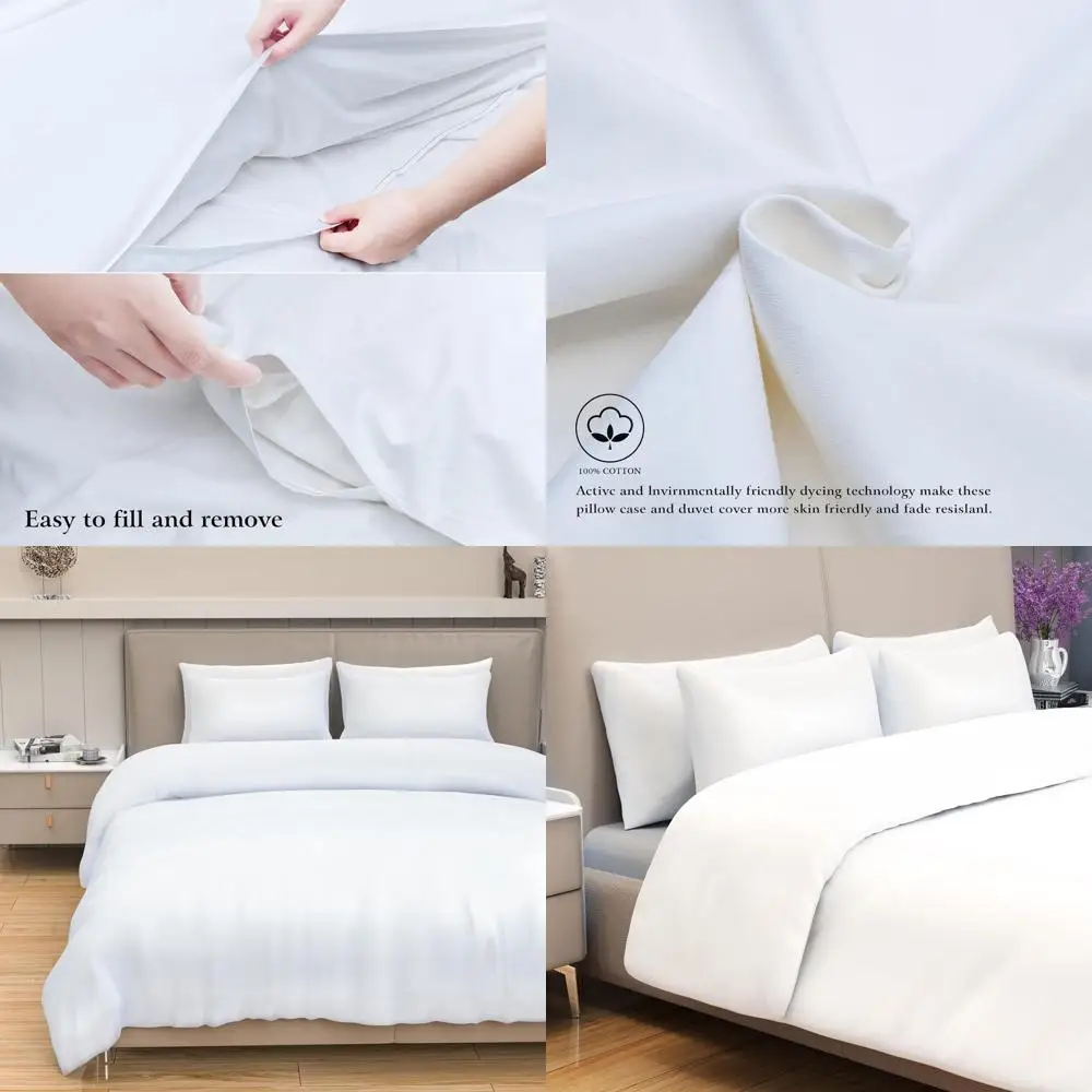 

Cozy 100% Cotton Duvet Cover Set with 2 Pillowcases (Full) - Plush & Elegant White