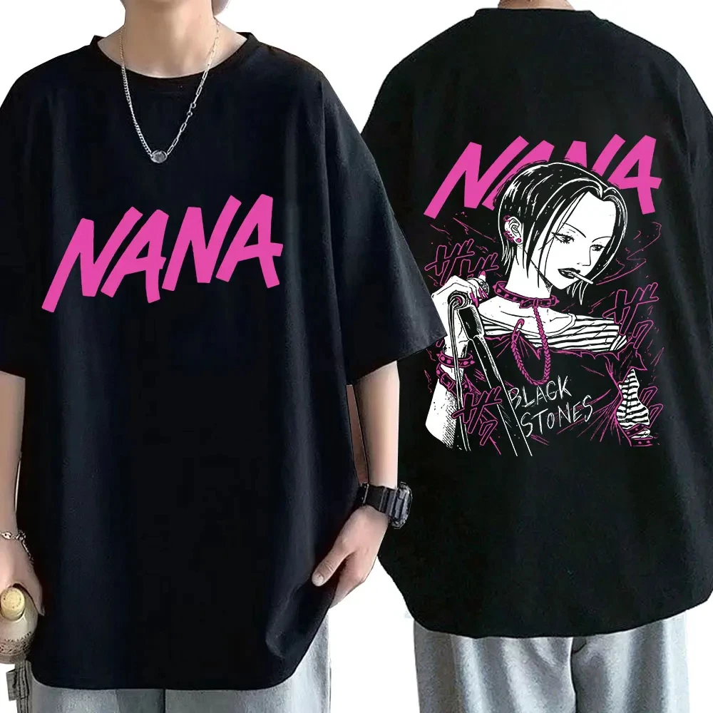 T-shirty z nadrukiem Anime Nana Osaki męskie damskie z krótkim rękawem bawełniane luźna koszulka Oversize Harajuku Streetwear ubrania dla nastolatków