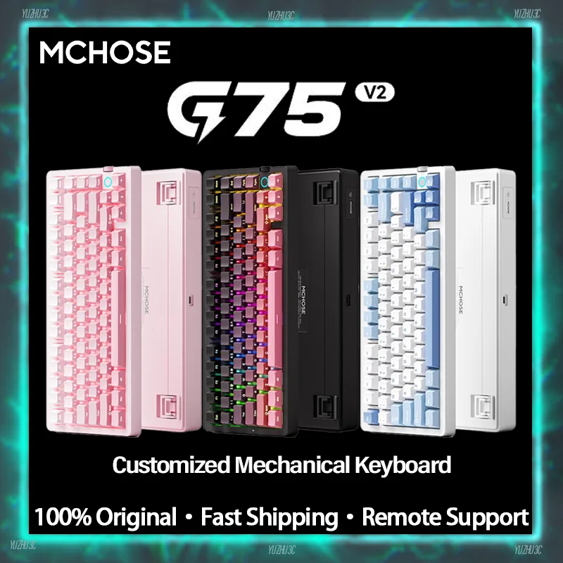 

MCHOSE G75 V2 Mechanical Keyboard Support Windows macOS 10000mAh RGB BT 2.4G Wireless Support Web Driver M HUB with Control Know