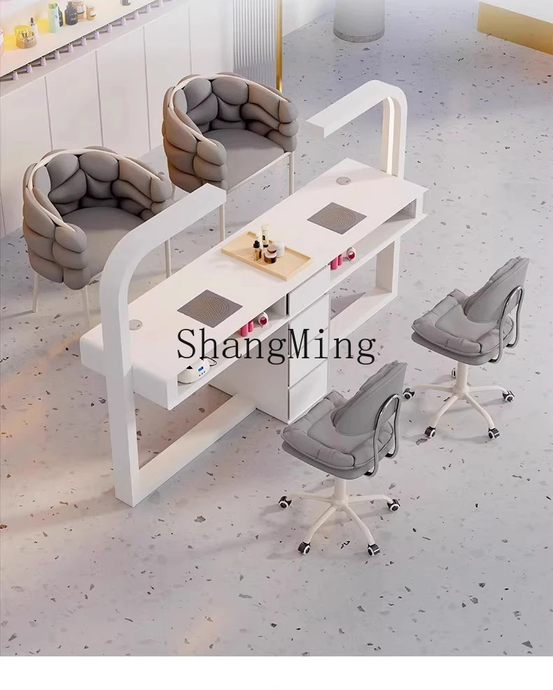 ZYY colchón mical mesa de manicura de lujo ligera multifuncional individual y doble, mesa de manicura de viento crema