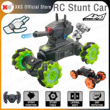 JJRC Q106 RC Twist Stunt Car 2.4G 4WD Off-Road with Light 360° Rotation RC Water Bomb Car Shooting Toys for Children Gift