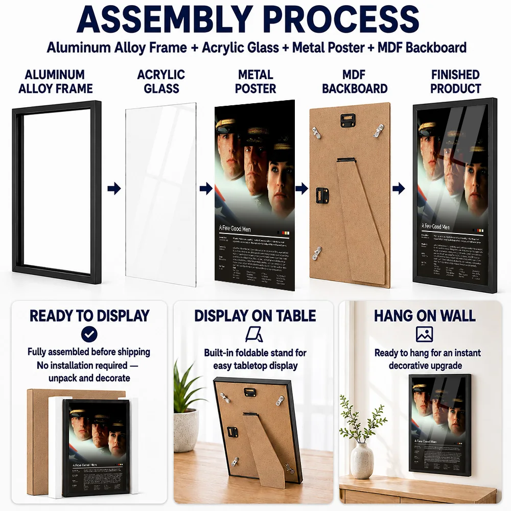 A Few Good Men Movie Framed Aluminum Metal Poster Customized Screen Tribute Wall Art Designed For Theater And Collector Gift