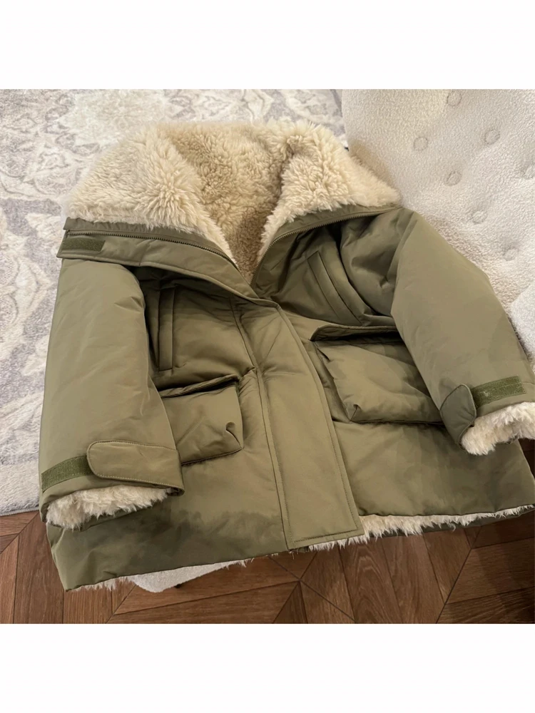 

Lamb Fur Patchwork Cotton Jaet Women's Sle Spring Korean High-End New Cotton Clothes Trendy Beautiful Cotton Coat
