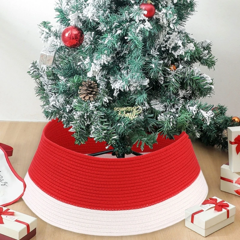 Practical Cotton Rope Tree Skirt Festival Decorative Cotton Rope Tree Skirt Stable Tree Foot Cover for Holiday Home Decoration