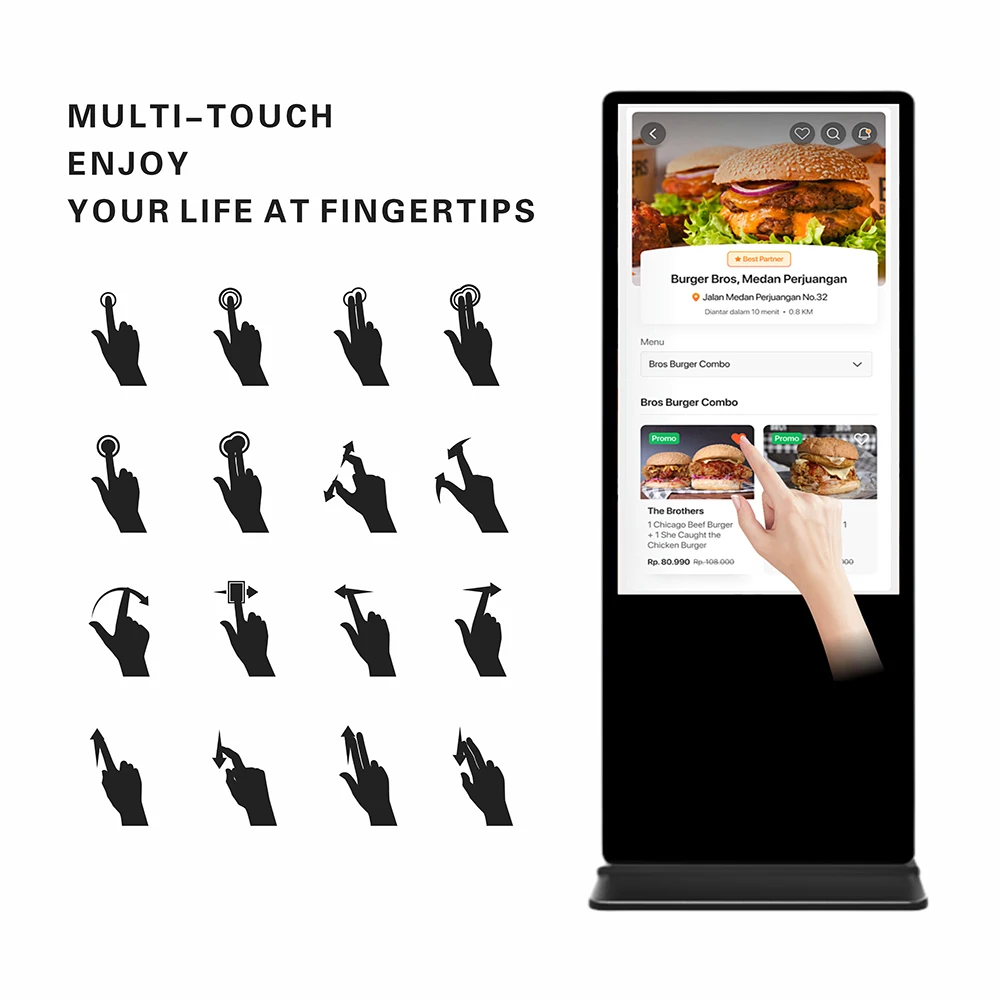 65-inch Vertical Advertising Machine Floor Display HD Propaganda Screen Touch Screen Digital Signage Poster Machine Display