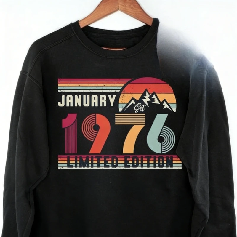 1976 aniversário retro aniversário ano manga longa para mulheres 50th presente moletom outono e inverno manter quente combinando hoodies