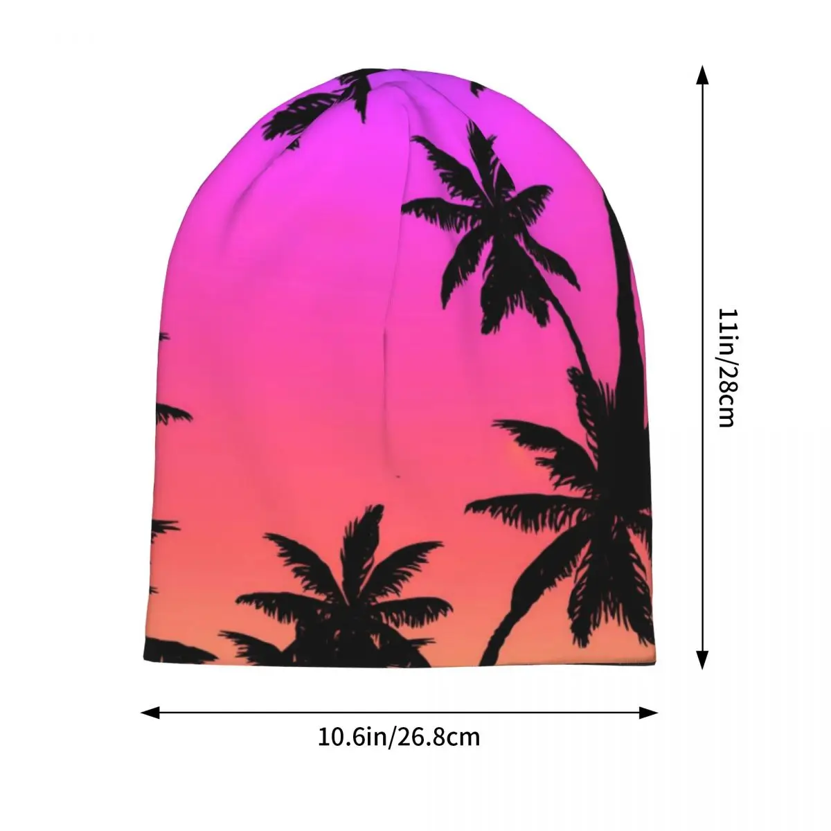 Ombre Palm Trees Beanie Hats Sunset Gradient Bonnet Hats Men Women Fashion Kpop Knit Hat Winter Custom Head Wrap Caps