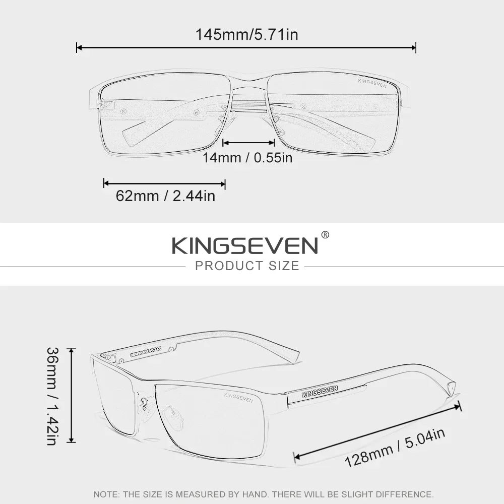 KINGSEVEN Men Polarized Sunglasses Driving UV400 Anti-Glare High Quality Glasses Male Causal Rectangle Fashion Outdoor Eyewear image 5