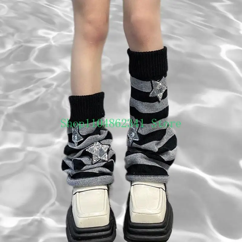 5asd thông thường sọc chân Flear Warmers Phụ nữ Gothic Harajuku Sequins Star Foot