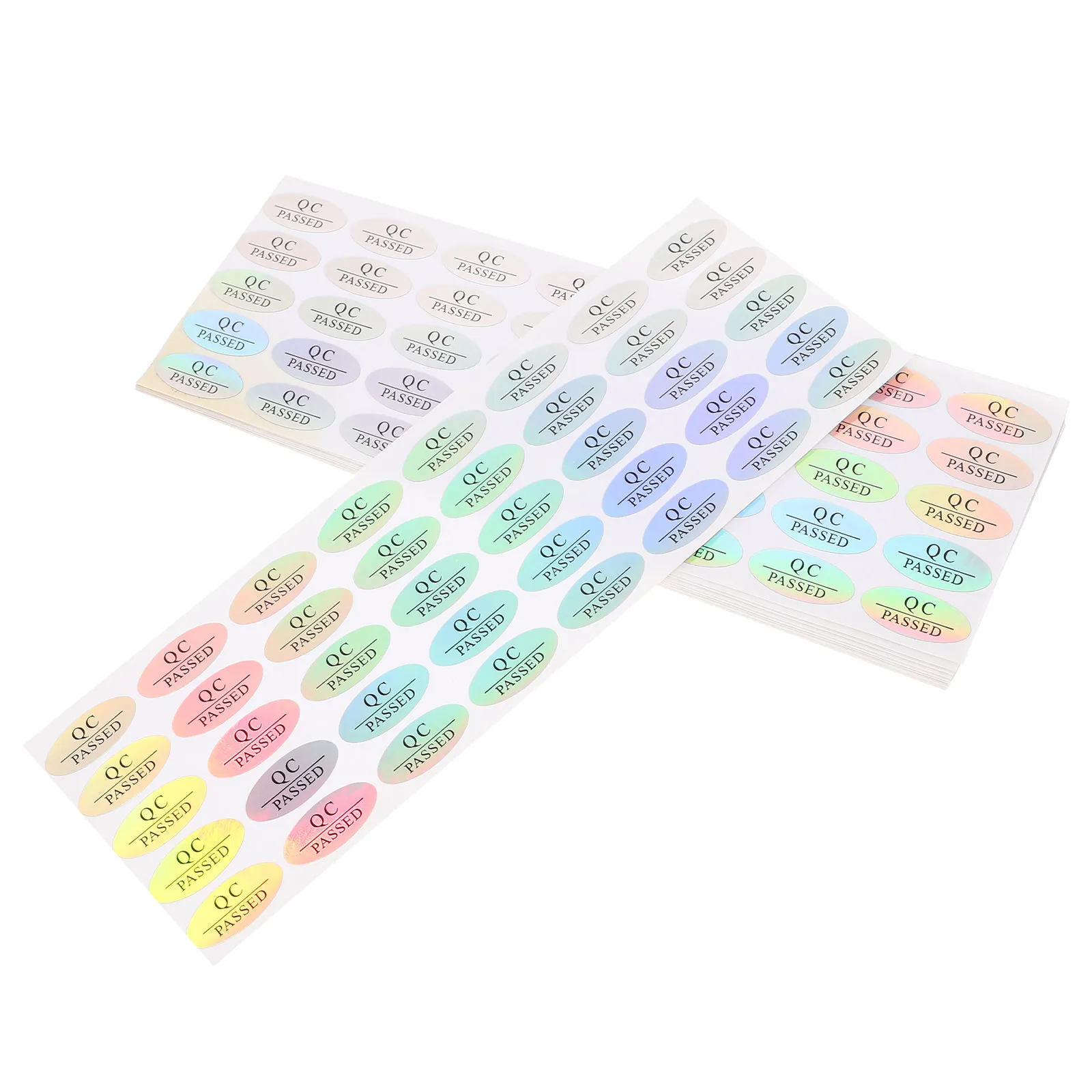 

500Pcs Oval Qc Passed Labels Waterproof PVC Stickers for Quality Test Inspection Inventory Management Warehouse Supplies Bright
