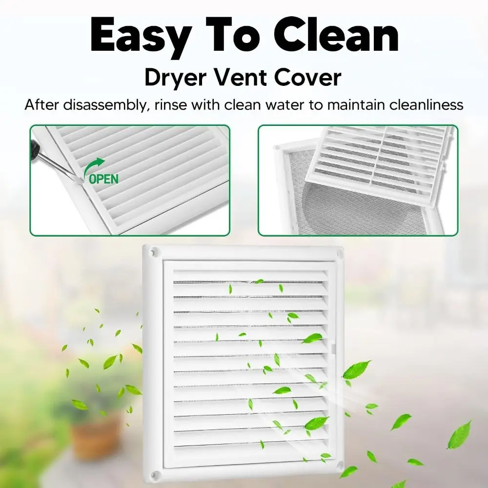 Easy Install Plastic Air Vent With Mesh Screen White Pipe Vent Square Vent Grille Weather & UV-Resistant