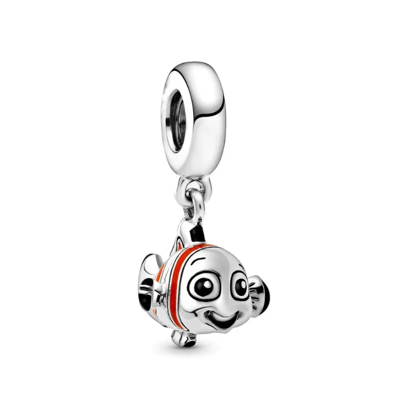 

Cartoon DSN Silver Colour Finding Nemo Dangle Charm Holder Fit Original Brand DIY Charm for Women Jewelry Making Gift Toys