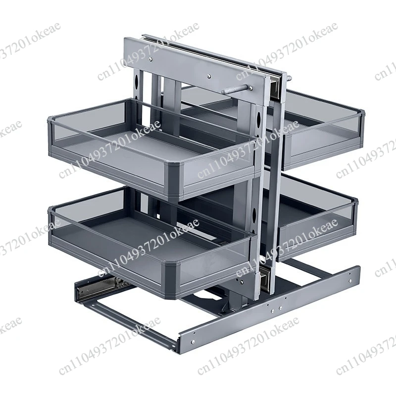 Cabinet Corner Pull-out Basket Kitchen Tempered Glass Seasoning Basket Drawer Style Storage Rack