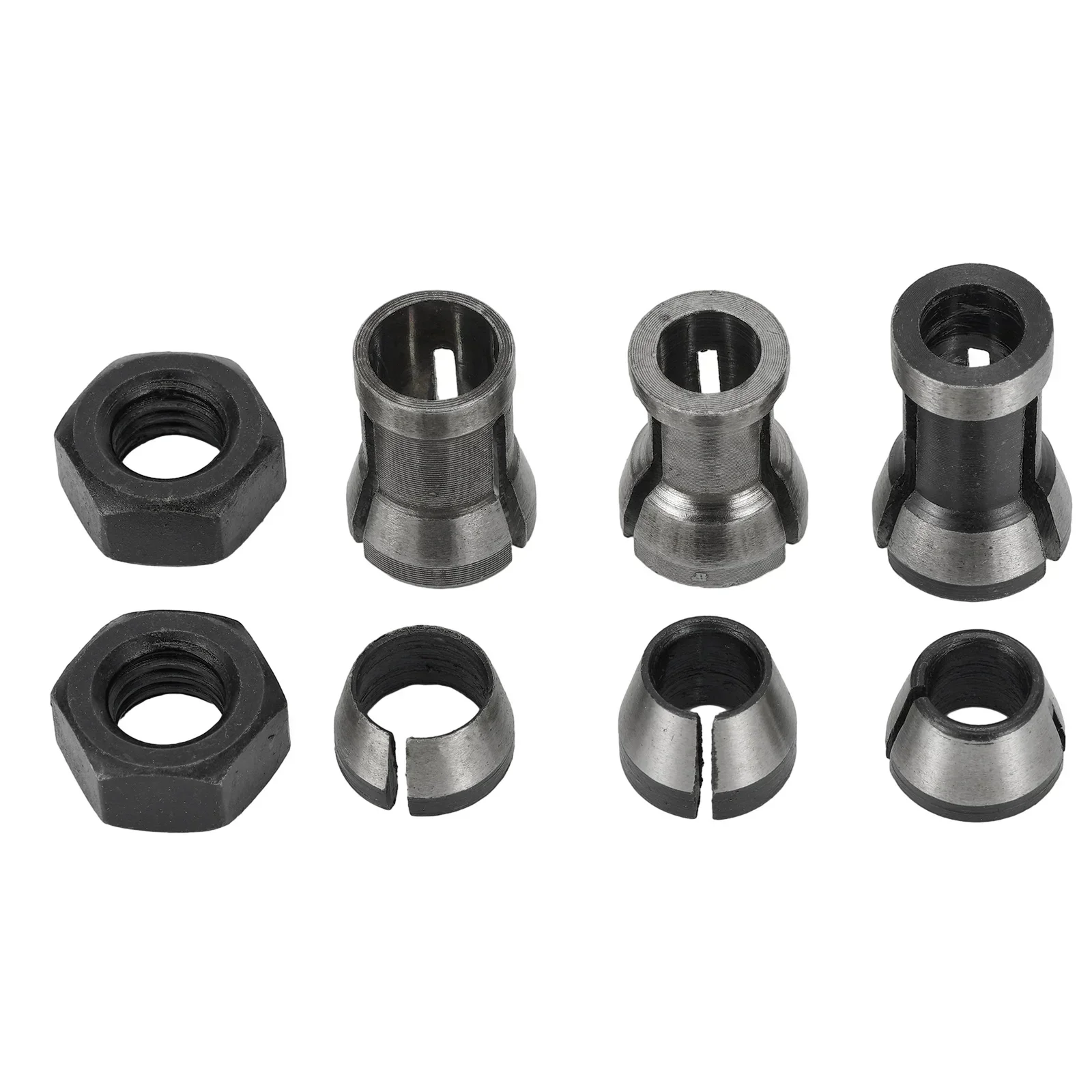 8pc 6mm/6.35mm/8mm Collet Chuck Router Bit Collet Chuck Adapter Clamping Nuts For Engraving Trimming Machine Milling Cutter Tool